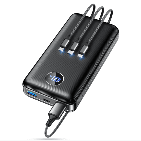 60000mAh Portable Power Bank, 22.5W Fast Charging External Battery Pack with 3 in 1 USB-C/iOS/Micro-USB Cable, Travel Camping Charger Compatible with iPhone /Samsung /Android
