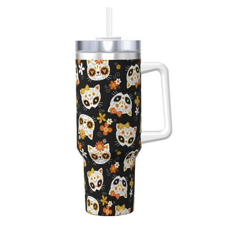 

Tideii cat sugar skulls for 40OZ Ice Cup Stainless Steel Heat-insulating and Cold-insulating Water Cup with Handle Suitable for Indoor and Outdoor Activities