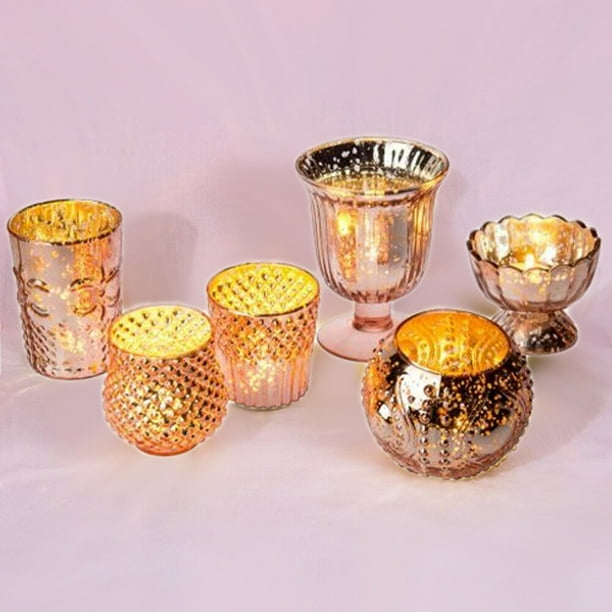 Luna Bazaar Vintage Glam Mercury Glass Tealight Votive Candle Holders ...