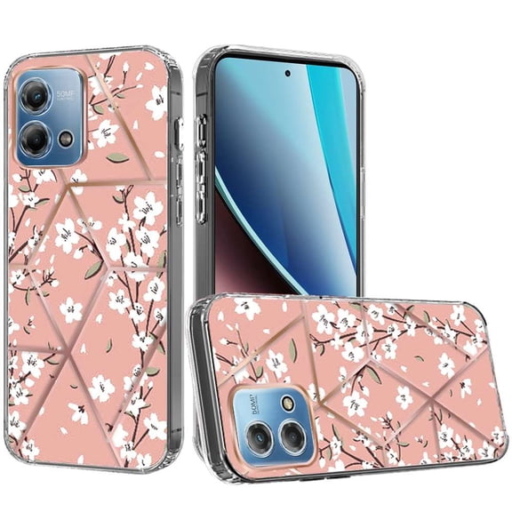 BEMZ TPU Gel Protection Flexible Case for Moto G Stylus 5G 2023 (Includes LED Flashlight Keychain) - Blossom Flowers on Pink