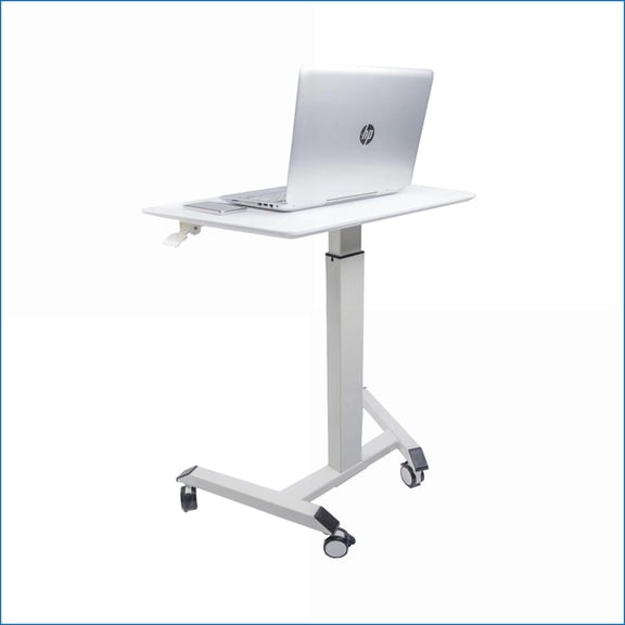 Desks Compact Adjustable Standing Desk for Small Spaces | White | Metal & Wood