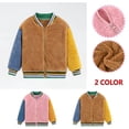 thumbnail image 2 of xaoyunyn Toddler Kids Corduroy Coats Fall Winter Warm Color Block Zipper Fleece Jacket Casual Sports Outerwear 6M-4 Years, 2 of 4