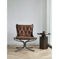 thumbnail image 2 of Wide Brown Genuine Leather Butterfly Chair, 2 of 9