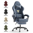 thumbnail image 1 of Luxvie Velvet Fabric Gaming Chair with Footrest High Back Reclining Ergonomic Computer Gamer Chair with Headrest and Massage Racing Style PC Video Game Chair Suitable for Adults, Grey, 1 of 10