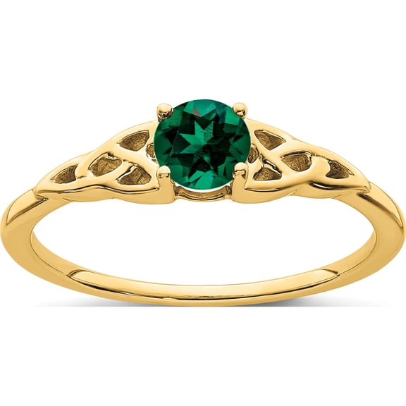 14K Yellow Gold Created Emerald Celtic Knot Ringsize 7 - Jbsp