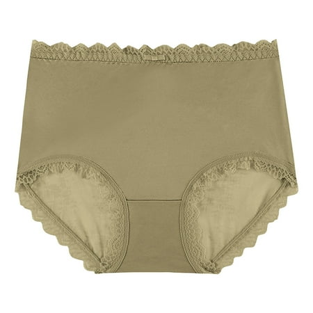 Mnyycxen Lace Trim Panties for Women Seamless Tracelss High Waist Briefs Full Coverage Soft Strech Underpants
