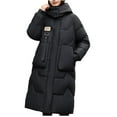 thumbnail image 2 of jtjvou Women's Winter Warm Puffer Padded Coats Quilted Lightweight Hooded Long Jackets Casual Baggy Outwear Trendy 2025 Black L, 2 of 5