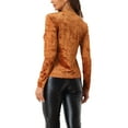 thumbnail image 3 of INSPIRE CHIC T-Shirts en Velours pour Femmes Col Rond Manches Longues Décontracté TP Brun Néon, 3 of 6
