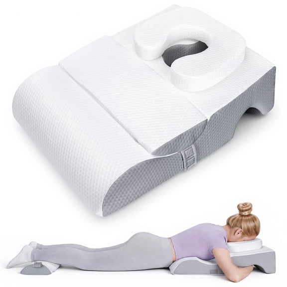 Face Down Pillow for Massage, Memory Foam Breast Pillow for Massage, Stomach Sleeping Pillow with Non-Slip Bottom