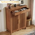 thumbnail image 5 of Tribesigns 5-Tier Shoe Cabinet with Louvered Doors & Drawer, 20 Pairs Freestanding Wooden Shoe Rack Storage Cabinet with Adjustable Shelves for Entryway, Hallway, Closet, Brown, 5 of 9