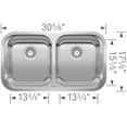 thumbnail image 2 of Évier de Cuisine en Acier Inoxydable sous le Bol 50/50 Double 31 Pouces Essential, 2 of 3