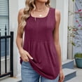 thumbnail image 2 of APEXFWDT Square Neck Tank Top Women Casual Sleeveless Pleated Tee Shirts Summer Basic Camisole Tops ,XXL,Wine, 2 of 8