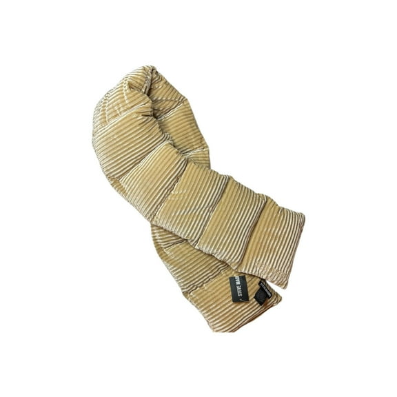 STEVE MADDEN Womens Beige Puffy Velvet Ribbed Winter Scarf