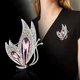 thumbnail image 3 of Zhuge Broche de mariposa con incrustaciones de cristal y diamantes de imitación vintage para mujer y niña, elegante broche de esmalte con forma de insecto para fiesta (morado), 3 of 4