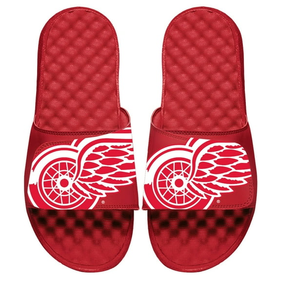 Men's ISlide Red Detroit Red Wings Blown Up Logo Slide Sandals