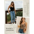 thumbnail image 3 of Anygrew Tank Top for Women with Built in Bra Lace Adjustable Spaghetti Strap Camisoles Ribbed Slim Basic Tops, 3 of 5