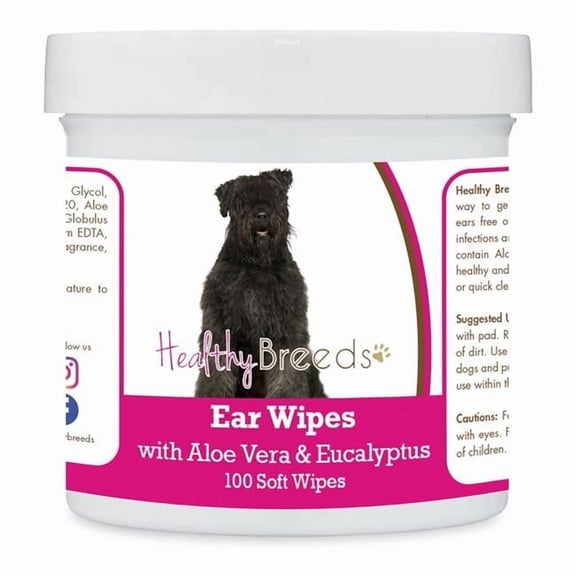 Healthy Breeds 192959822991 Bouvier des Flandres Ear Cleaning Wipes with Aloe & Eucalyptus for Dogs - 100 Count