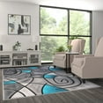 thumbnail image 3 of Masada Rugs Modern Contemporary Area Rug, Turquoise Grey Black (6 Feet X 9 Feet), 3 of 6