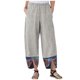 thumbnail image 2 of Pntutb Mujer Algodón Lino Estampado Irregular Cintura Elástica Casual Suelto Pierna Ancha Pantalones Pntutb Pntutb-7609, 2 of 3