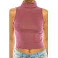 thumbnail image 5 of Women's Ribbed Sleeveless High Turtleneck Fitted Knit Crop Tank Top, 5 of 6