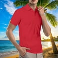 thumbnail image 2 of hoksml Mens Polo Shirt Solid Color Collared Button Lapel Top Hook Buckle T-shirt Short Sleeved Top Summer Comfortable Breathable Tee Shirts Elastic Cuffs, 2 of 6