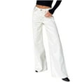 thumbnail image 2 of HAPIMO Wide Leg Jeans Denim Pants for Women Retro Solid Color Mid Rise Zipper Trousers Leisure Relaxed Workout Trendy Clothes White L, 2 of 6