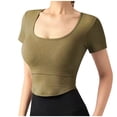 thumbnail image 1 of Timegard Hauts d'Entraînement pour Femmes avec Soutien-Gorge Intégré Col Rond Manches Courtes Hauts Courts Ajustés Hauts de Yoga Athlétiques, 1 of 6