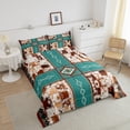 thumbnail image 2 of Cowhide Bedding Set Bohemian Exotic Geometry Western Comforter Set King,Ethnic Tribe Arrow Aztec Quilt Farm Animals Bull Cow Print Patchwork Quilt Cover,Farmhouse Decor, 2 of 5