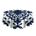 thumbnail image 5 of Blue and White Pioneer Flower Round Tablecloth 60" X 60",Wrinkle Wipeable Table Cloth for Kitchen Dining Room Picnic Patio Party, 5 of 6