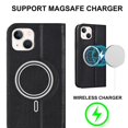thumbnail image 2 of Funda antirrobo con cierre magnético para iPhone 13 Mini, compatible con carga magnética, piel sintética y TPU, diseño tipo cartera, ranuras para tarjetas, 2 of 5