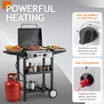 thumbnail image 4 of Ktaxon 2 Burner Propane Griddle Flat Top Gas Grill 20000 BTU with Lid,Ceramic Coated Cast Iron Pan,Side Shelves,Spice Rack,Wheels, 4 of 6