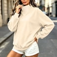 thumbnail image 5 of Brqkzdu Women Mock Neck Sweatshirt Drop Long Sleeve Casual Oversized Sweatshirts Fall Lightweight Loose Fit Comfy Pullover Sweatshirt, 5 of 10