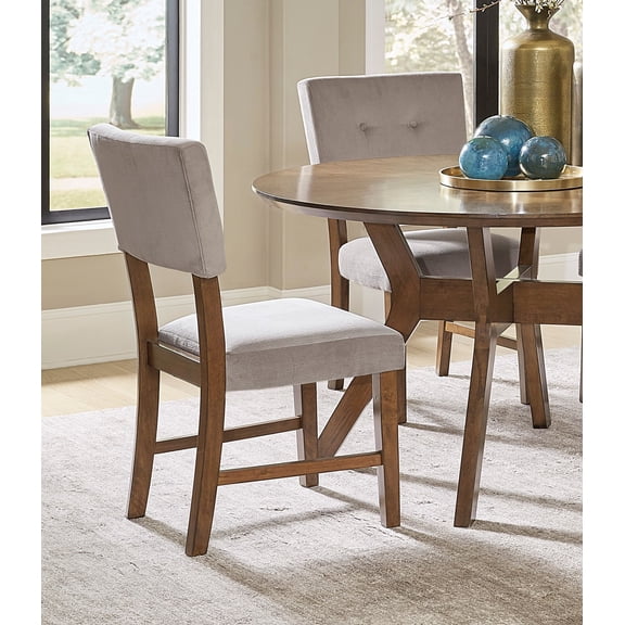 Nmkwnr Pack of 2 Dining Chairs with Wood Frame, Upholstered Side Chair for Kitchen, Dining Room, Living Room, Light Brown