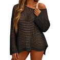 thumbnail image 2 of UDAUDU Crochet Cover Ups for Women 2026 Trendy Hollow Out Swim Cover Up Knit Summer Outfits Black L, 2 of 8