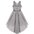 thumbnail image 5 of iEFiEL Girls Lace Floral Wedding Birthday Party Dress High Low Pendulum Chiffon Graduation Ball Dress, 5 of 7