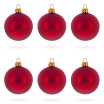 Set of 6 Matte Red Glass Ball Christmas Ornaments 2.4 Inches