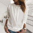 thumbnail image 2 of WEAIXIMIUNG Womens Sweatshirt Graphic with Hood Womens Color Block Drawstring O-Neck Casual Long Sleeve Solid Color Sweatshirt, 2 of 4