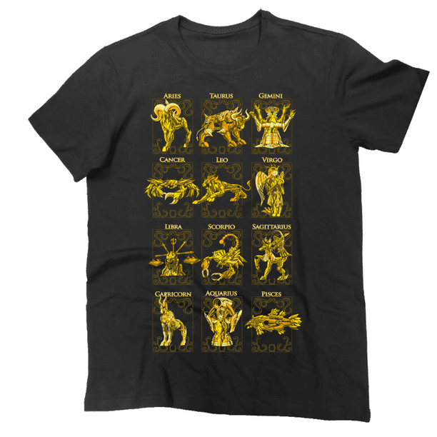 Playera Para Hombre Apparel Caballeros del Zodiaco Negro Talla EG