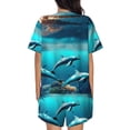 thumbnail image 3 of Lsque Hawaiian Ship Dolphin Women's Short-Sleeved Pajama Set - 2 Piece Soft and Lightweight Sleepwear Set-Small, 3 of 9