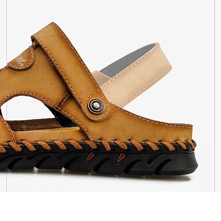 Men\'s Leather Closed Toe Fisherman Sandals Handmade Casual Beach Amazon.com | ZHNSHM Mens Summer Casual Closed Toe Leather  main image 2
