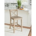 thumbnail image 2 of Pemberly Row Sturdy Solid Rubberwood X Back 24" Counter Stool in Rustic Greywash, 2 of 11