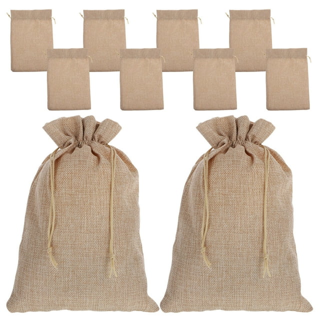 unbranded 10Ud Bolsitas De Con Cierre De Cordón Color Marrón Claro Para Regalos Y Organización