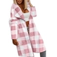 thumbnail image 3 of Oksale Womens Check Jackets Fuzzy Fleece Midi Shacket Jacket Open Front Fall Winter Coats Soft Long Sleeve Lapel Overcoats Warm Cozy Outerwear for Outside 2025 Pink S, 3 of 8