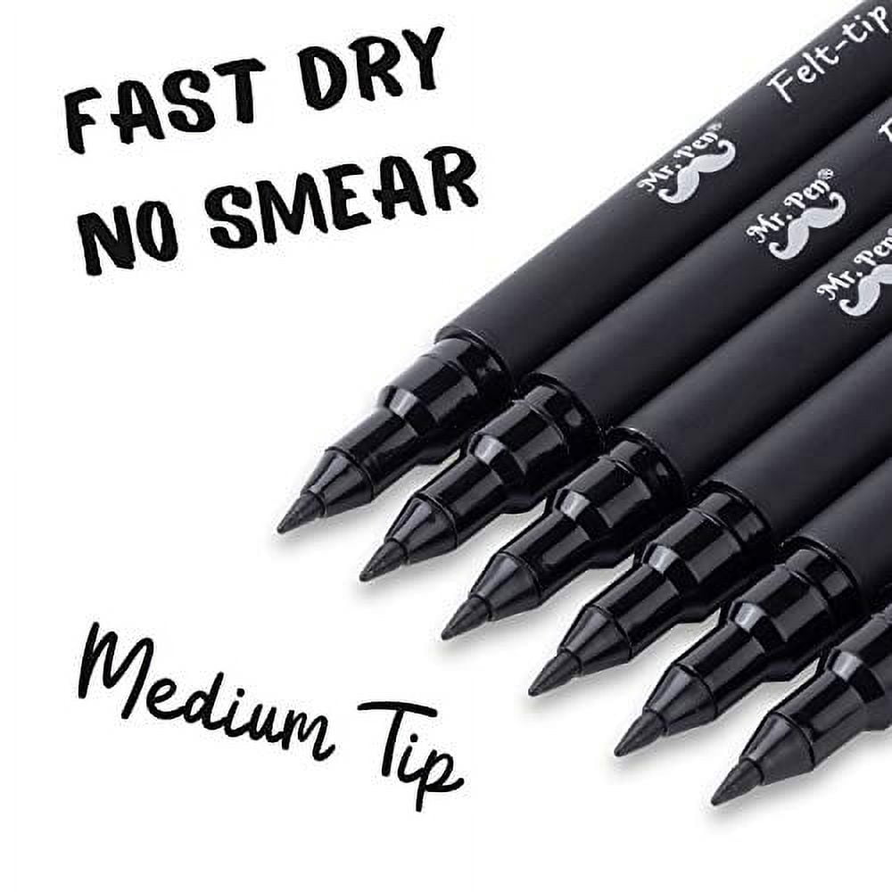 Mr. Pen- Pens, Felt Tip Pens, Black Pens, 12 Pack, Fast Dry, No Smear, Fine  Point Pens Black, Black Felt Tip Pens, Bible Journaling Pens, Felt Pens