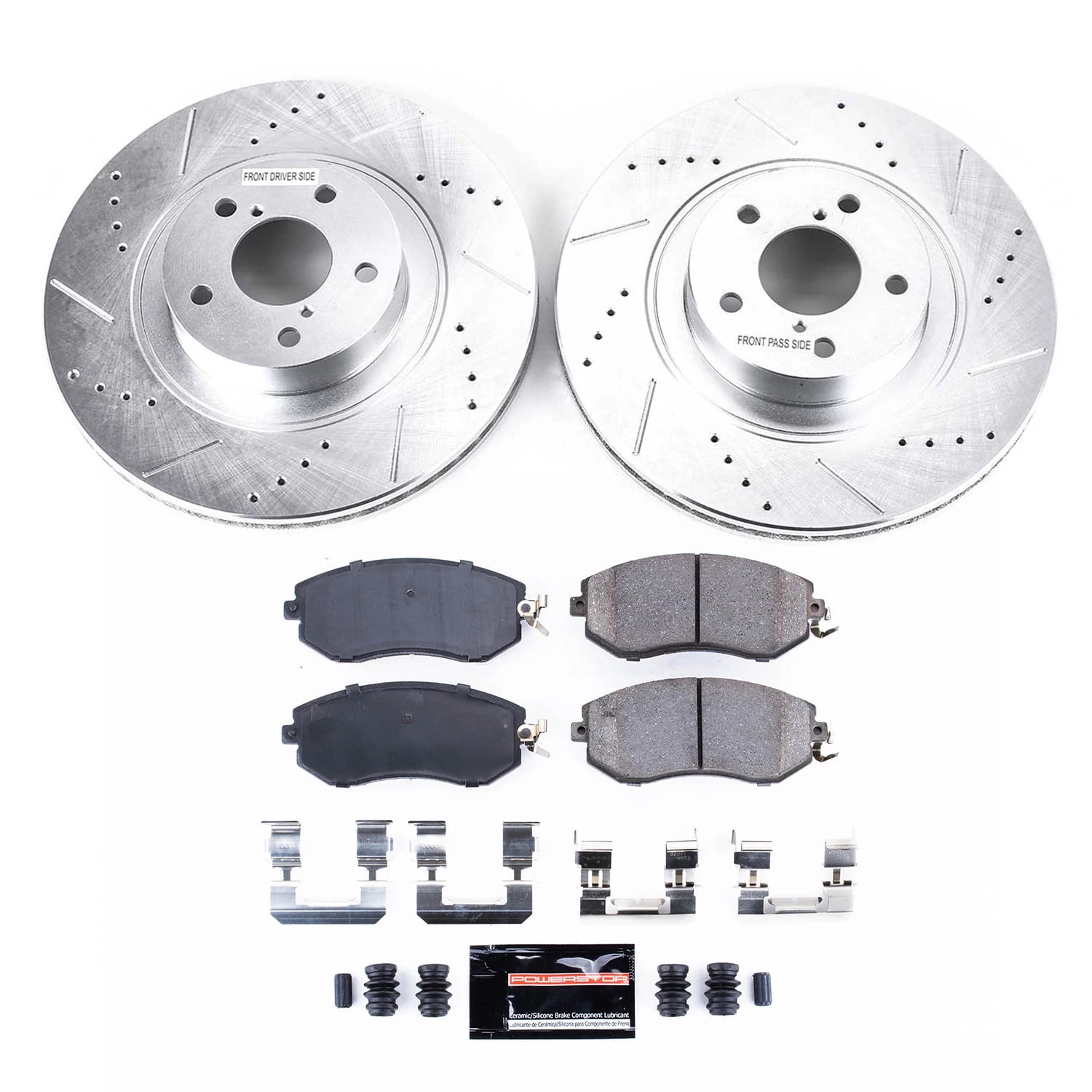 PowerStop Front Z23 Evolution Sport Carbon-Fiber Ceramic Brake Pad and Drilled & Slotted Rotor Kit Fits: SCION SUBARU TOYOTA Select Models K6082