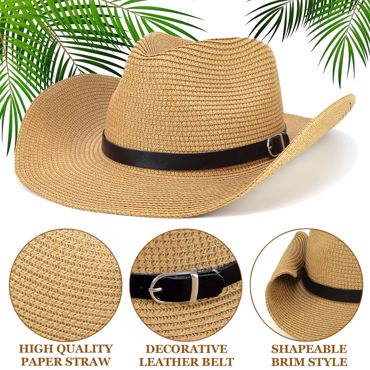 Western Wear Cowboy Hats Shapeable - Wide Brim Beach Sun Hat With ...