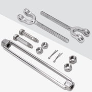 Tootaci 3/8 Stainless Steel Turnbuckles, Jaw and Jaw Cable Wire Tensioners, 3200lb Working Load Limit for Sun Shade Sail Tent Outdoor String Lights, 1PCS