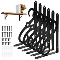 6-Pack Shelf Brackets, 10 Inch Long Iron Wall Mount Shelf Support Bracket for Home/Kitchen/DIY Decorative [Black]
