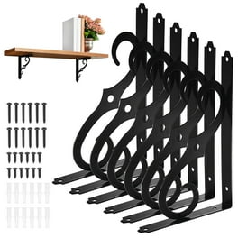 Lot De 6 Supports D'étagère Gabotrie – Noir – 30,5 X 20,3 Cm – Acier Robuste, Charge Max 30 Kg Par Paire – Vis Et Chevilles Incluses