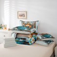 thumbnail image 6 of Manfei Kawaii Highland Bull Twin Bedding Sets 7-Piece for Kids, Teal Rustic Cabin Bedding Comforter Set, Vibrant Groovy Floral Reversible Sheet Sets, Super Cozy Room Decor, 6 of 8